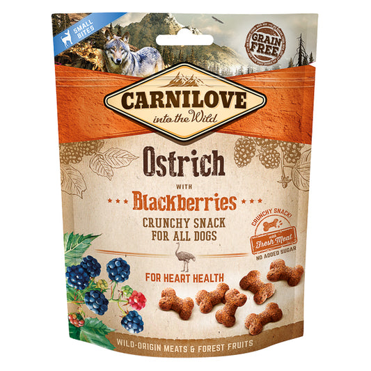 Recompense pentru Câini Carnilove Dog Crunchy Snack Ostrich with Blackberries 200 g