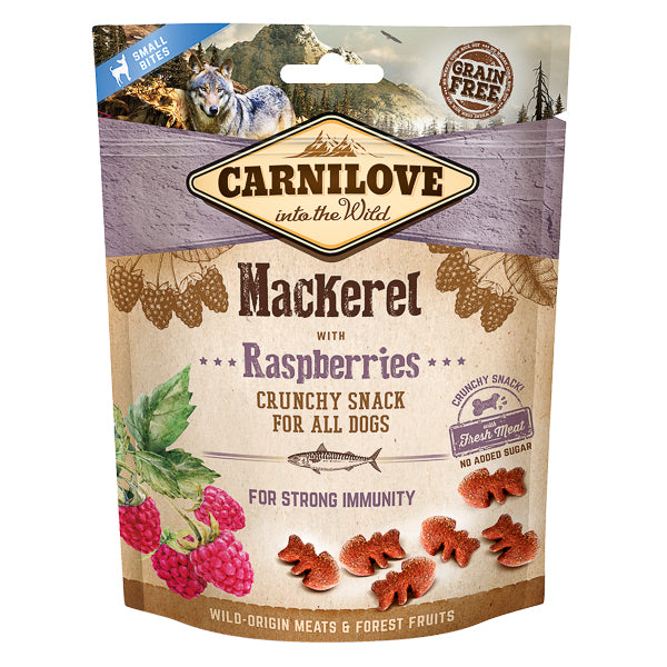 Recompense pentru Câini Carnilove Dog Crunchy Snack Mackerel with Raspberries 200 g