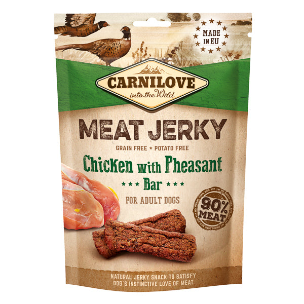 Recompense pentru Câini Carnilove Jerky Chicken with Pheasant Bar 100 g