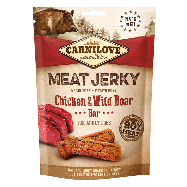 Recompense pentru Câini Carnilove Jerky Chicken and Wild Boar Bar 100 g