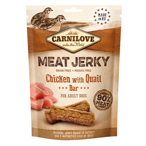 Recompense pentru Câini Carnilove Jerky Chicken with Quail Bar 100 g