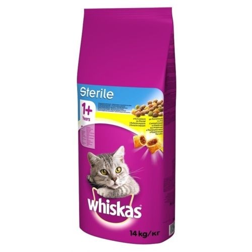 Hrană Uscată pentru Pisici Whiskas Uscat 14 Kg Steril Pui