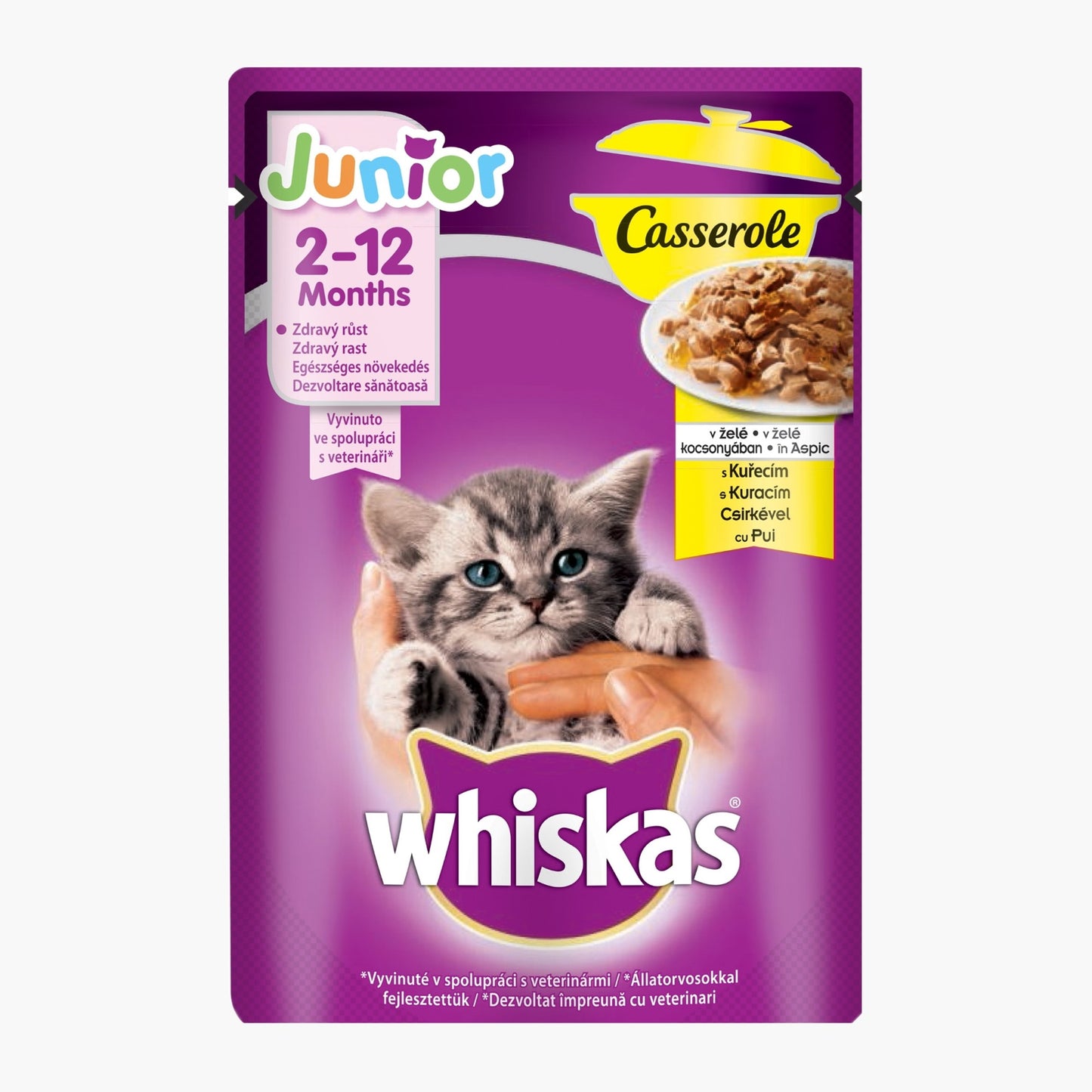 Hrană Umedă pentru Pisici Whiskas 85 g Casserole Junior Pui