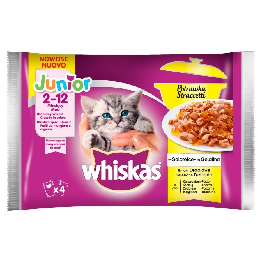 Hrană Umedă pentru Pisici Whiskas Plicuri 4 x 100 g Junior Pui în Aspic