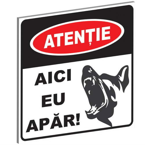 Pliant PVC "Aici Eu Apar" 15 x 15 cm (Tip 2)