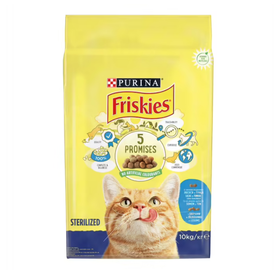 Hrană Uscată pentru Pisici Friskies Cat Steril Somon și Legume 10 Kg