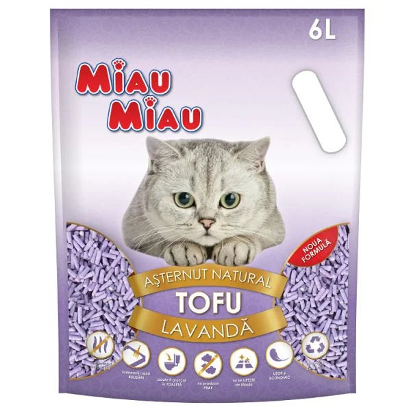 Așternut Igienic pentru Pisici Miau Miau Tofu și Lavandă 6 L