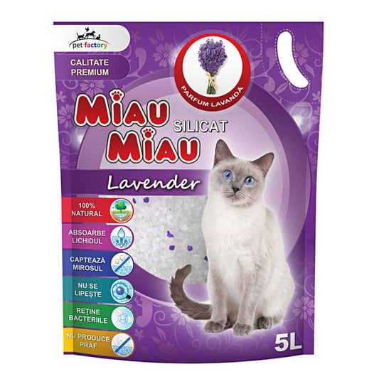 Așternut Igienic pentru Pisici Silicat Miau Miau Lavandă 5 L