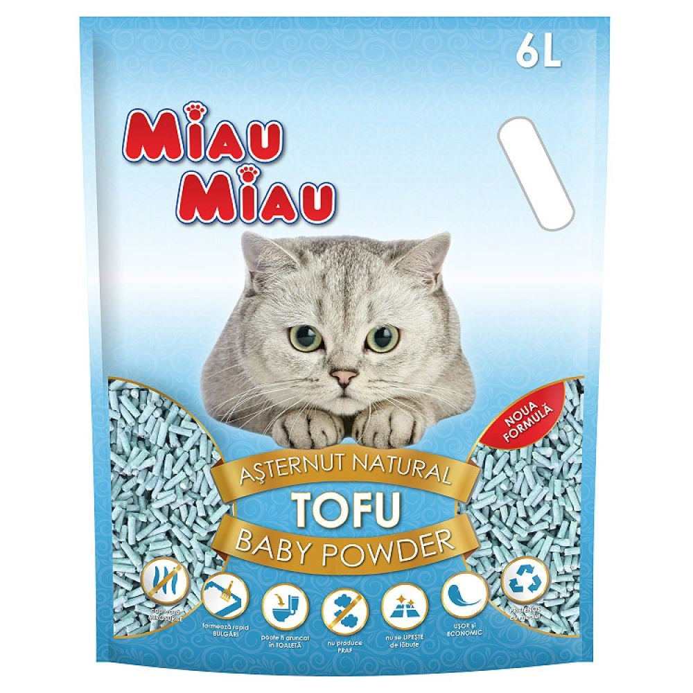 Așternut Igienic pentru Pisici Miau Miau Tofu Baby Powder 6 L