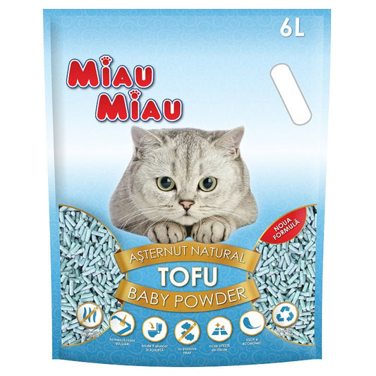 Așternut Igienic pentru Pisici Miau Miau Tofu Baby Powder 6 L