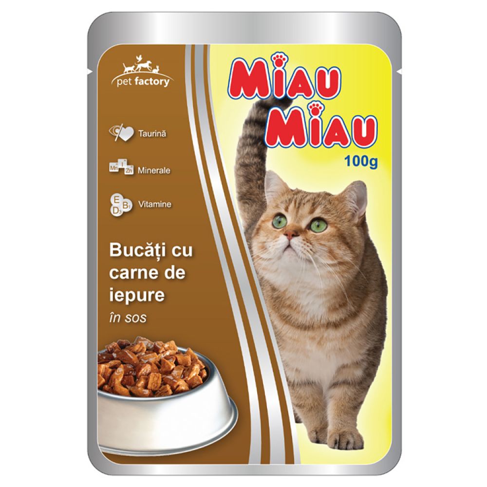 Hrană Umedă pentru Pisici Miau Miau Iepure în Sos 100 g